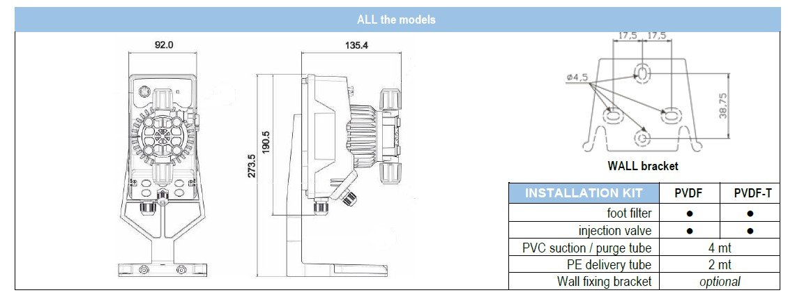 SEKO kompakt dozaj sistemi ölçüler boyutlar