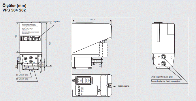 DUNGS VPS 504 S02 montaj ölçüleri