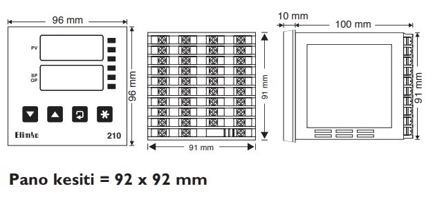 Elimko E210 ölçüler ve montaj çizimleri