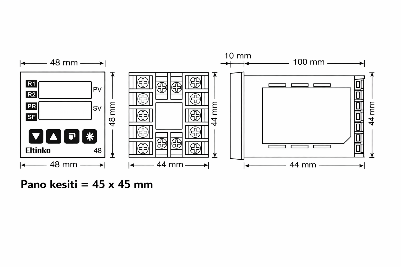 Elimko E48 ölçüler ve montaj çizimleri