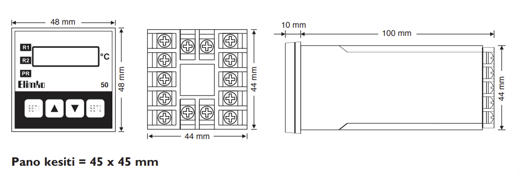 Elimko E50 ölçüler ve montaj çizimleri