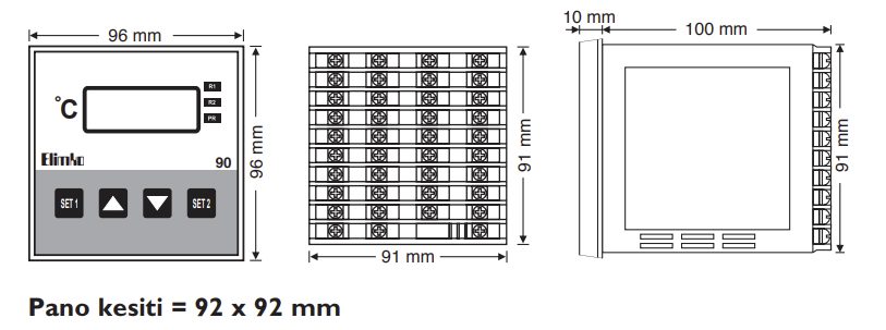 Elimko E90 pano kesiti ve montaj detayları