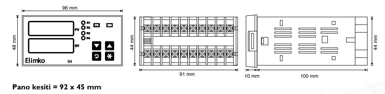 Elimko E94 pano kesiti ve montaj detayları