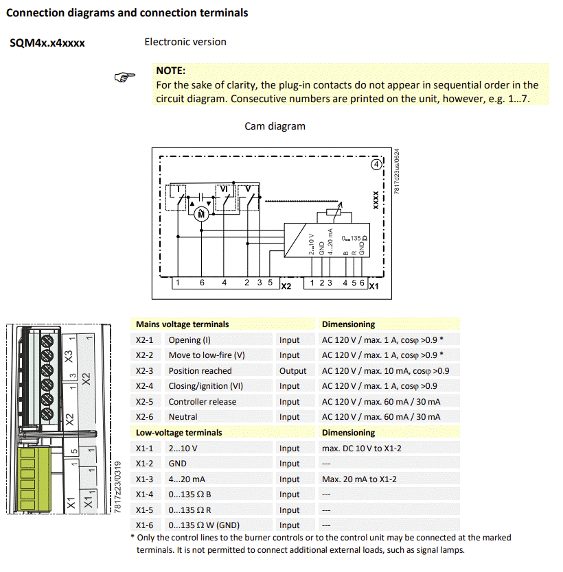 Siemens SQM4245 elektrik bağlantı şeması