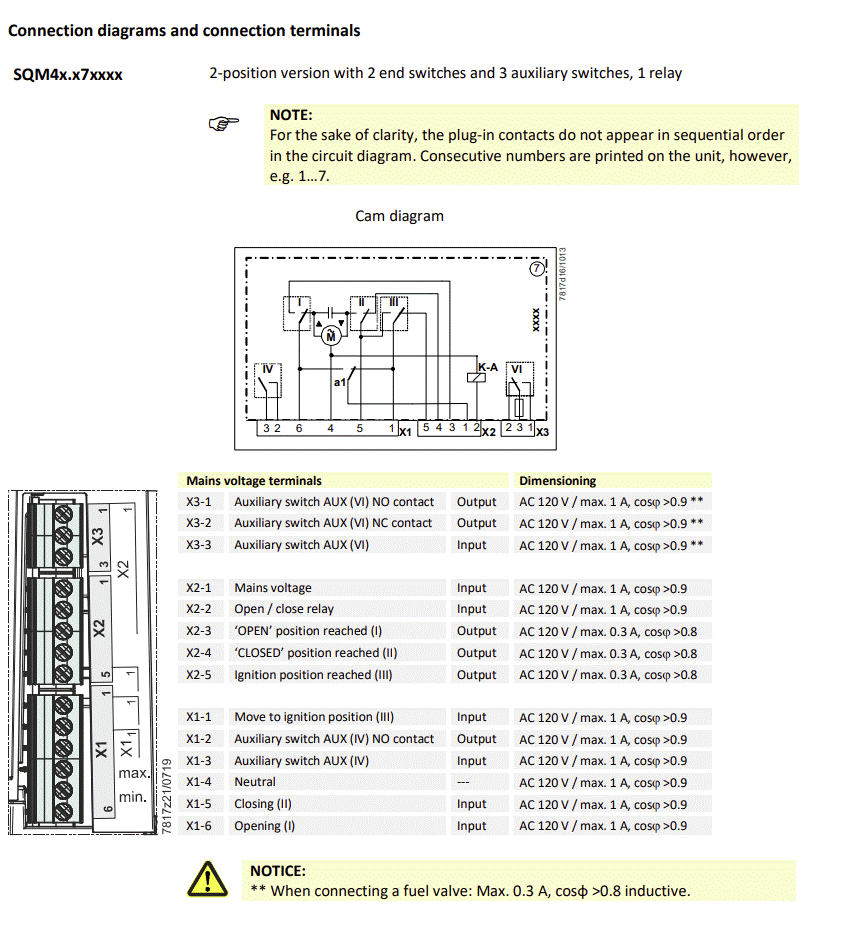Siemens SQM40.265A20 elektrik bağlantı şeması (örnek)
