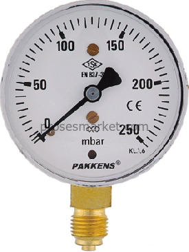 Pakkens 0-60 mbar Alttan Çıkışlı Manometre