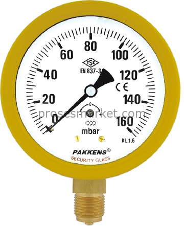Q100 Pakkens 0-60 mbar Alttan Çıkışlı Manometre