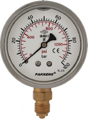 Q63 Pakkens 0-10 bar Alttan Çıkışlı Manometre Gliserinli