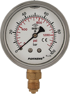 Q63 Pakkens 0-16 bar Alttan Çıkışlı Manometre Gliserinli