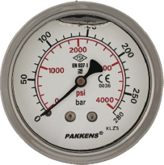 Q63 Pakkens 0-60 bar Alttan Çıkışlı Manometre Gliserinli