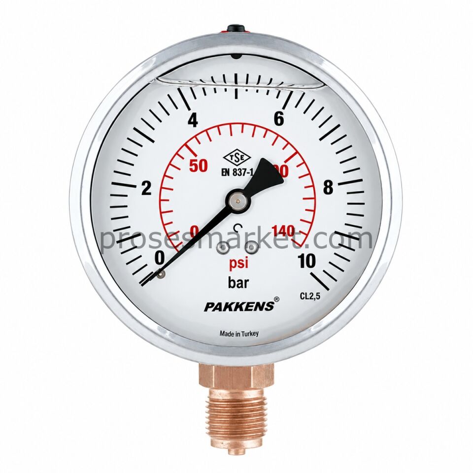 Pakkens MG 100 250 bar Gliserinli Manometre